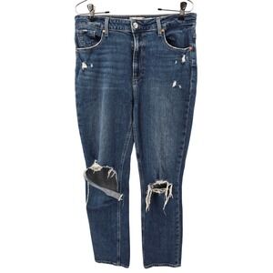 Paige Cindy Jeans Women 31 Blue High Rise Straight Leg Ripped Distressed Frayed